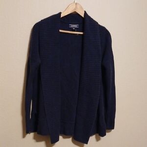 Land's End Navy Blue Cotton Open Front Cardigan Sweater Size XS